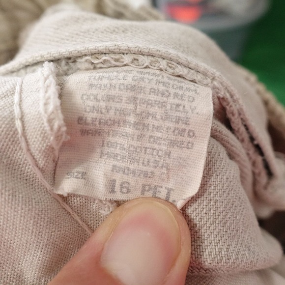 VINTAGE LEE BEIGE USA MADE DENIM JEANS WOMENS SIZE 16 PET (34X28) 80s 90s - Picture 12 of 12